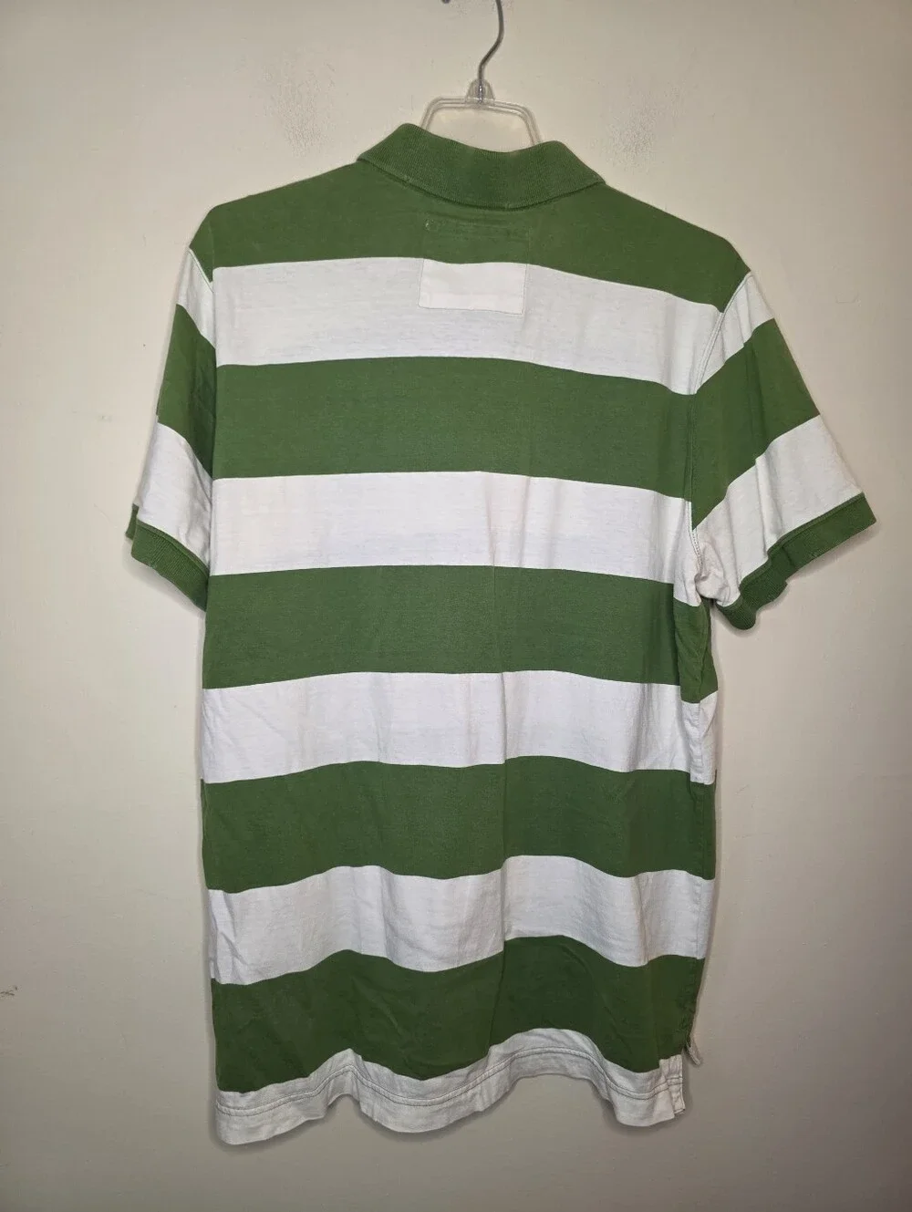 Aeropostale Worn Patina Green & White Striped Polo Shirt Size XL
